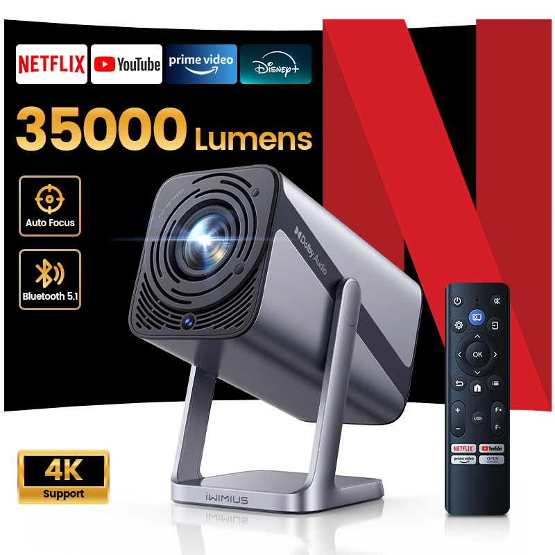 Netflix Home Cinema - Proyektor WIMIUS 4K Berlisensi Netflix WIFI